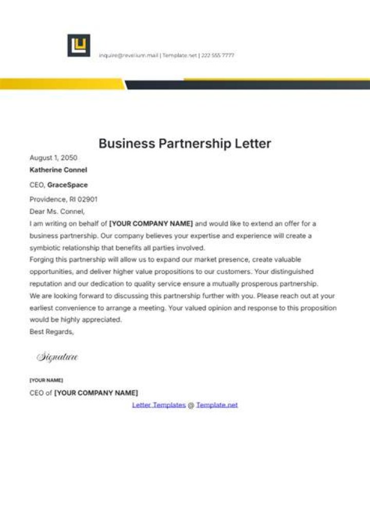How do you ask for a business partnership letter?
