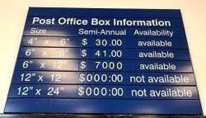 How much does a Post Office Box cost monthly?