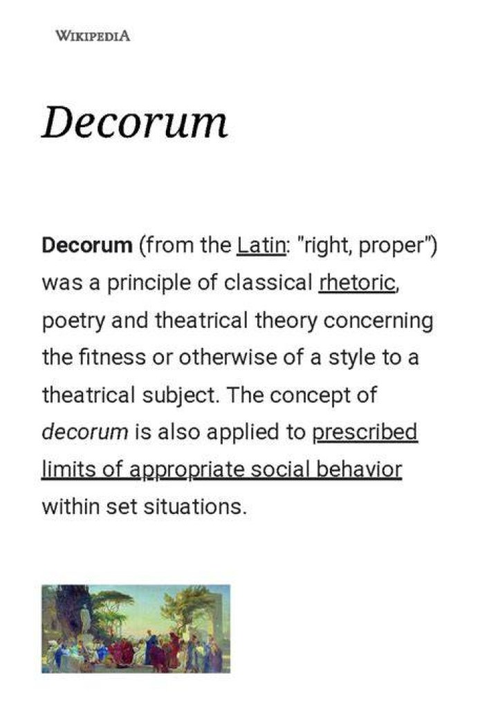 What is the example of decorum?